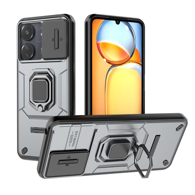 For Xiaomi Redmi 13C Case Slide Camera Protect Armor Phone Case For Poco C65 PocoC65 C 65 Magnet Holder Ring Cover Redmi13C 13 C