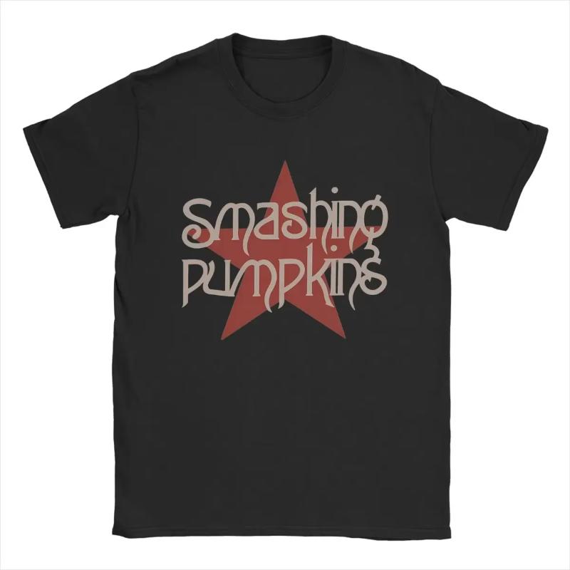 Мужская футболка в винтажном стиле с графикой Smashing Pumpkins - 100% хлопок, круглый вырез, короткий рукав