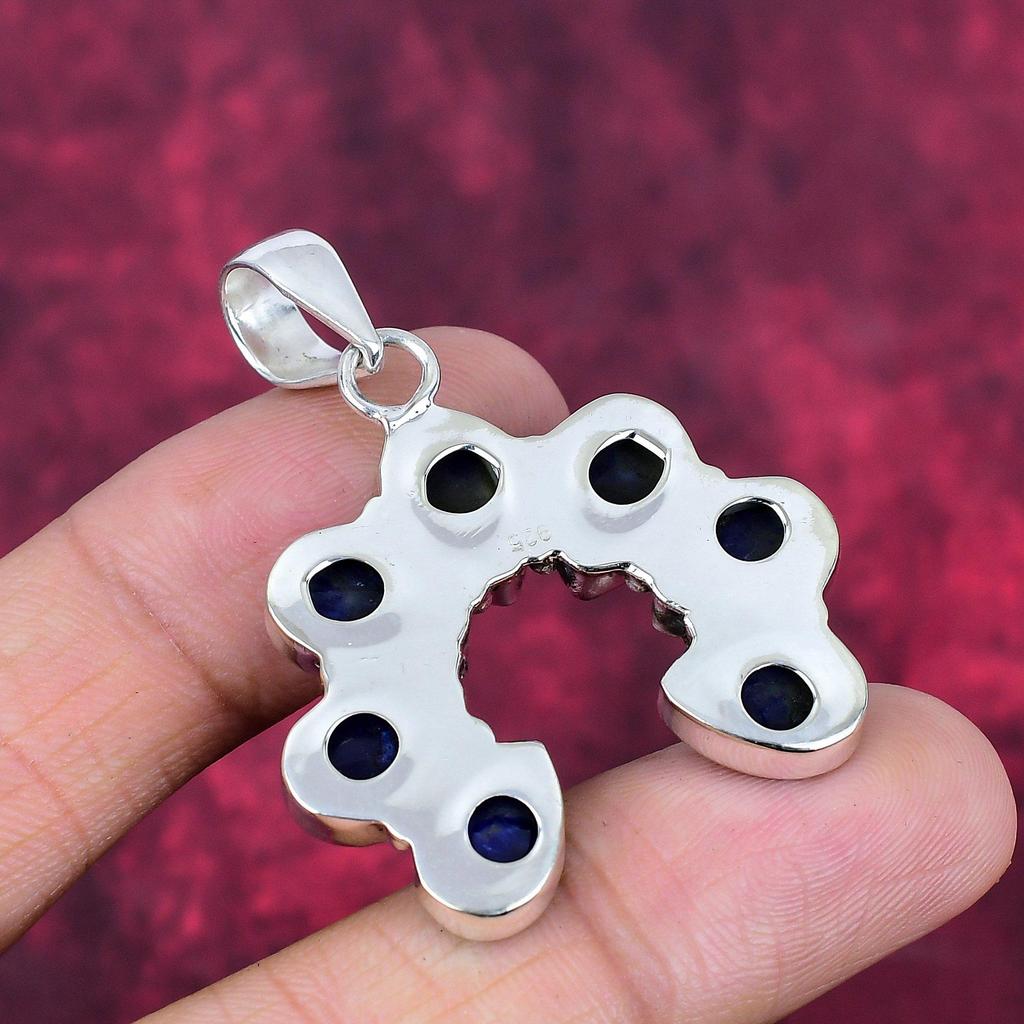 Подвеска с синим сапфиром, подвеска из драгоценного камня ручной работы, подвеска из стерлингового серебра 925 пробы, антикварные ювелирные изделия, для подарка на помолвку