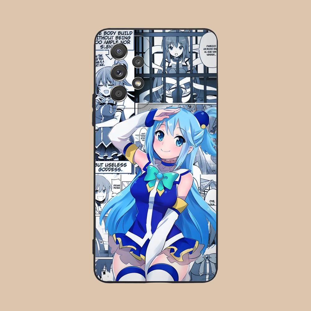 Konosuba Aqua Matte TPU Mobile Phone Case for Samsung Galaxy M55 54 42 35 34 33 32 23 22 15 14 13 12 F55 5G Colorful Cover