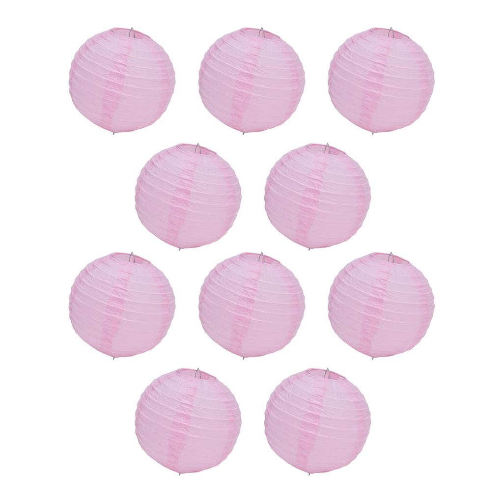10Pcs 6 Inch Round Chinese Paper Lanterns Festive Hanging Ball Lantern for Wedding PartyPink