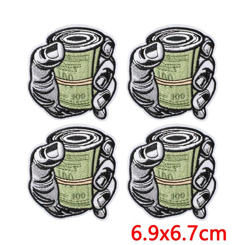 10Pcs Hip Hop Money Patch, Iron on Patches for Clothing, Cash Dollar Butterfly Embroidered Appliques for Streetwear