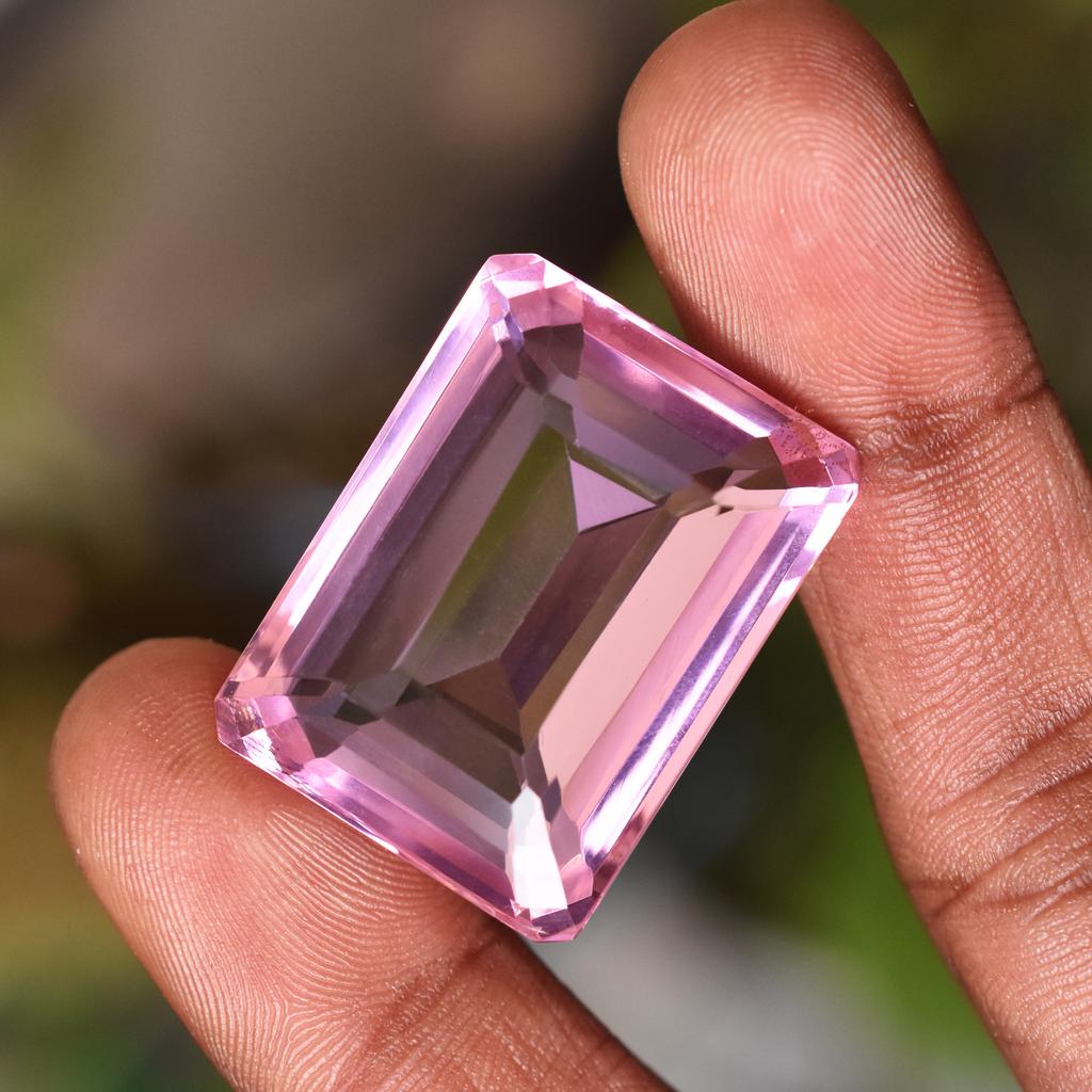 30x22mm Emerald Cut NATURAL Pink Topaz Loose Gemstone For Collectors