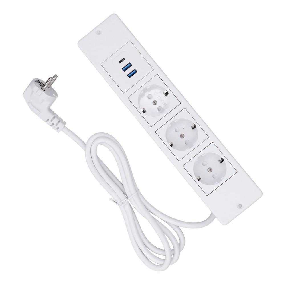 Встраиваемая сетевая планка 3 розетки 2 порта USB A 1 порт USB C PD20W Настольная розетка со шнуром 1,5 м Стандартная