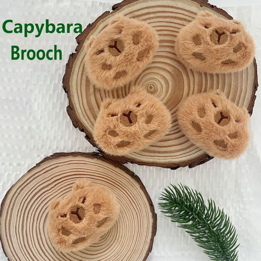 Fluffy Capybara Brooch Plush Corsage Cartoon Clothes Badge  DIY Scarf