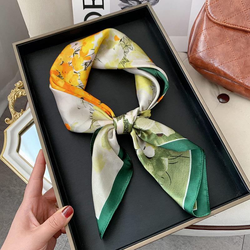 Luxury Silk Shawl Square Scarf for Women Satin Fashion Wraps Neckerchief Female Hair Bands Ribbon Headband Bandana Woman Hijab