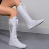Women's Fashion Flat Canvas Sports Boots with Lace Inside Zipper