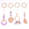 4 Pcs/set New Yarn Bead Baby Room Decoration Pendant Beech Teether Cotton Woven Wood Circle Teether Toy Set
