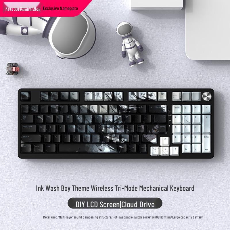 Wireless Bluetooth Mechanical Keyboard - 98-Key, Blue Switch, Silent for Gaming/Esports, High-Design for Girls/Office Use.