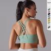U-neck Crisscross Straps Sports Bra Women Push Up Workout Athletic Yoga Brassiere Padded Straps Backless Gym Crop Tank Tops