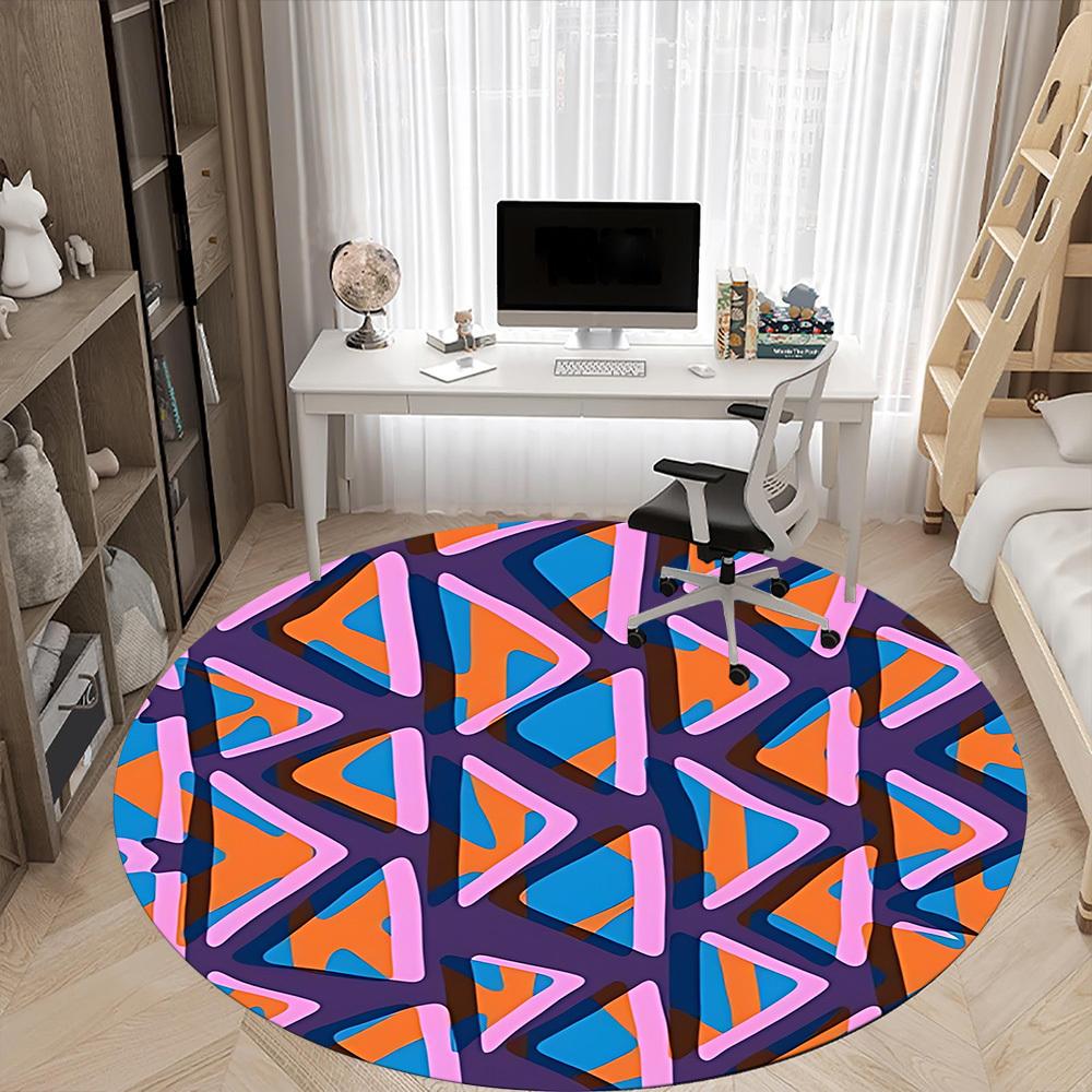 1pc Abstract Pattern Office Round Rug, Non-slip, Soft and Durable Office Rug for Interior Decoration, Perfect for Office, Beautiful Decoration yy26031