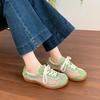 Flat Ballet Mesh Single Shoes Summer New Round Toe Spliced Front Lace-Up Lightweight Versatile Breathable Sneakers