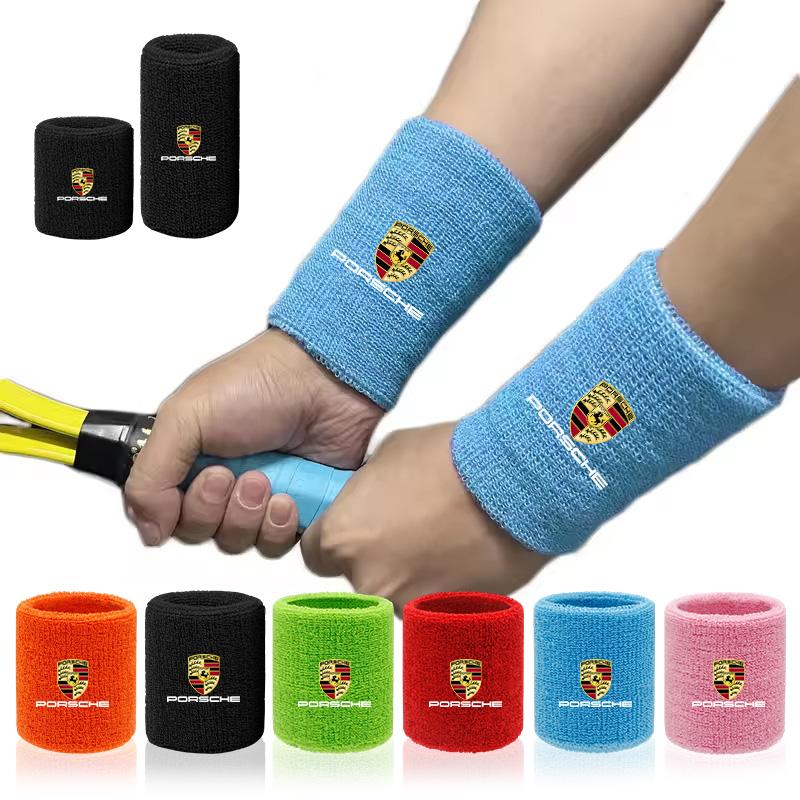 Браслет с логотипом автомобиля Спортивные браслеты на запястье Мужские Женские Впитывающий браслет для Porsche Panamera Cayenne Taycan 911 718 Macan