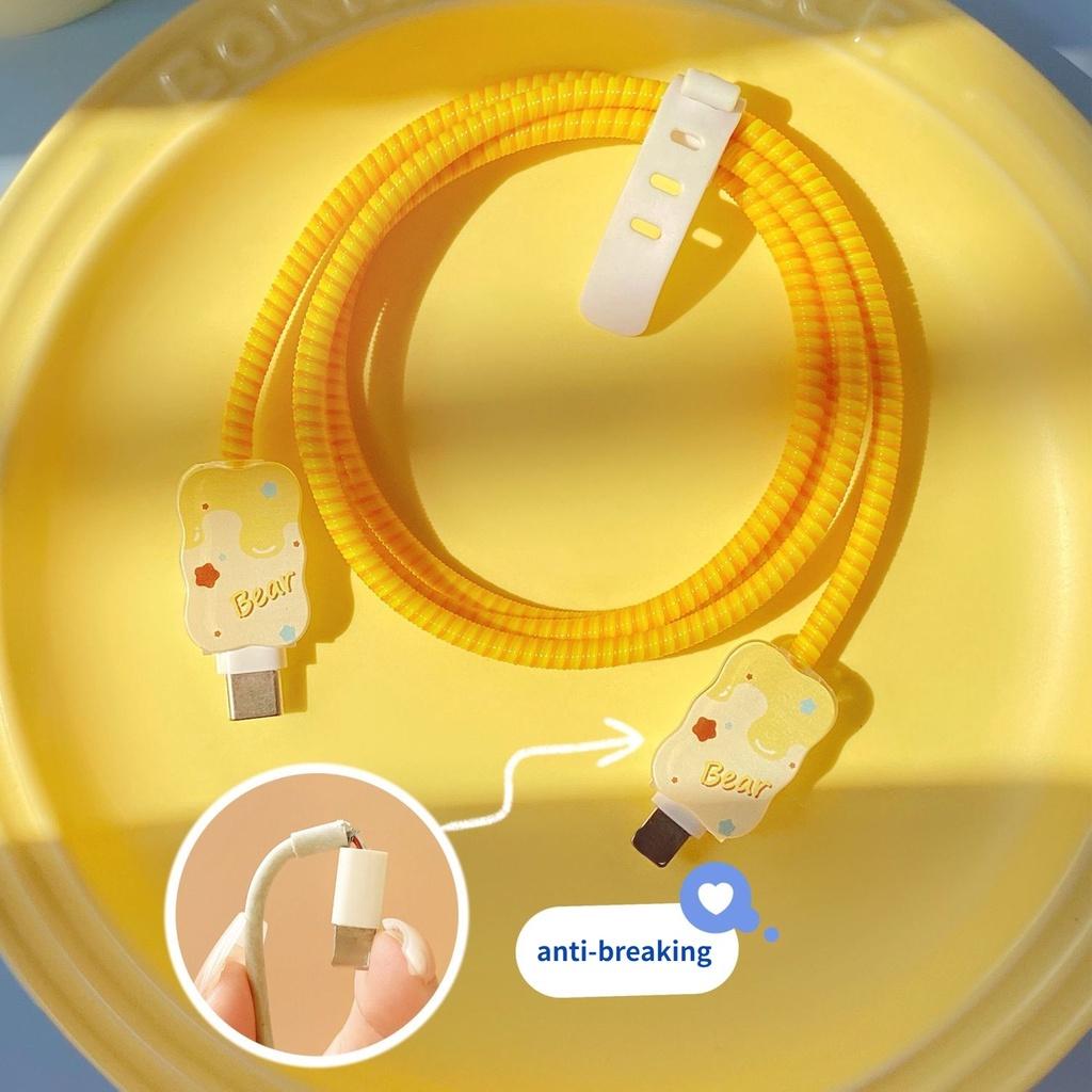 Защитный чехол для зарядного устройства Cute Honey Cheese Bear Image для iPhone 14promax, противовзломное зарядное устройство с 15 13 11 18/20 Вт