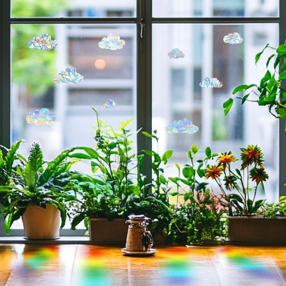 Лазерные цветные облачные стеклянные двери и окна, декоративные наклейки для окон для ландшафтного дизайна дома