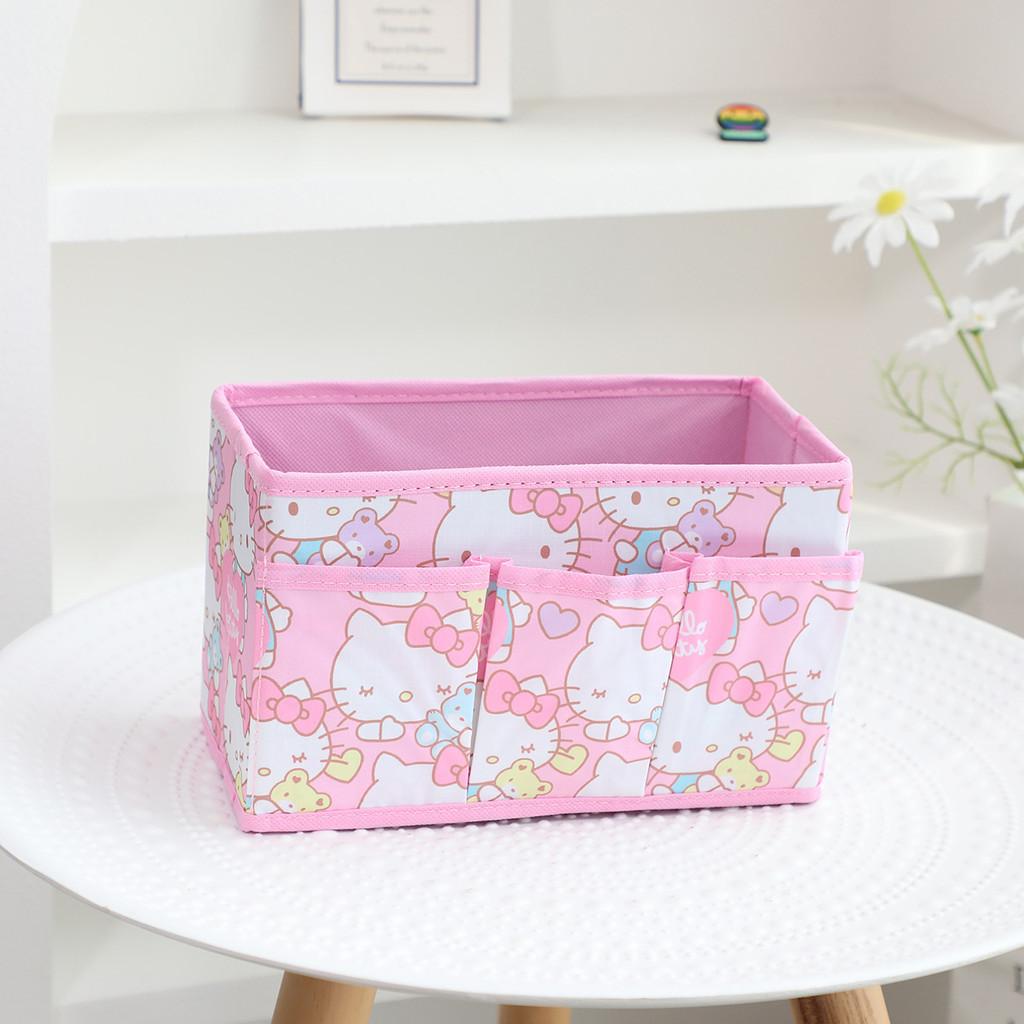 Hello Kitty Kuromi Pochacco Pattern Multi Pocket Foldable Desktop Storage Box For Bedroom And Office Organization