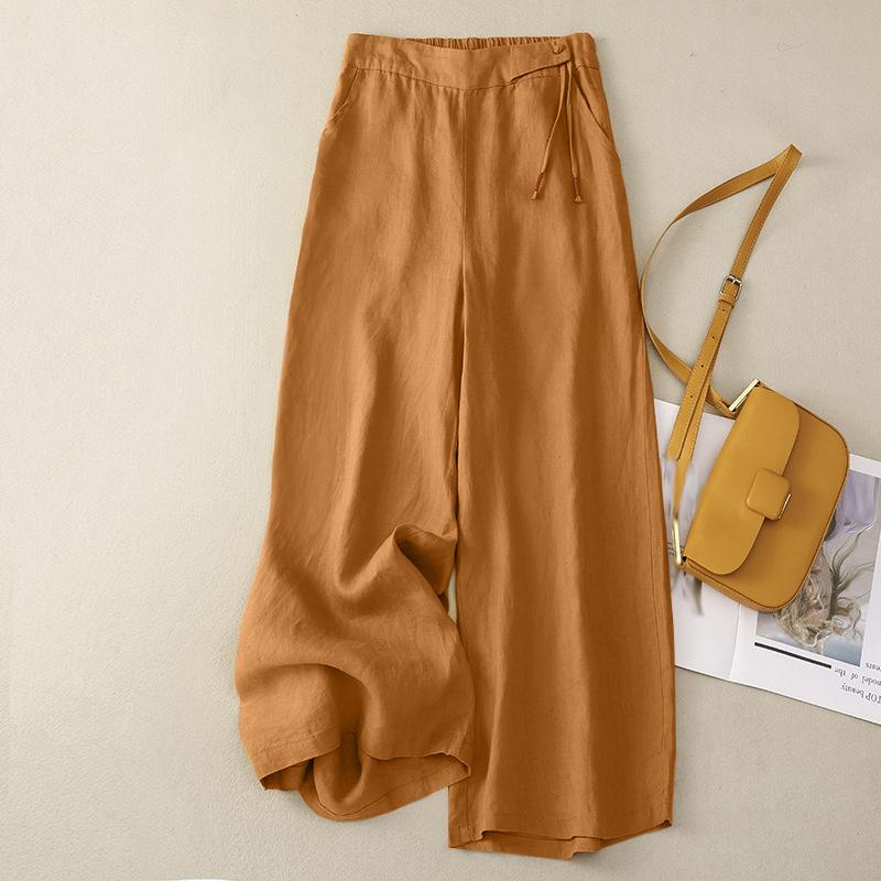 ZANZEA Женские летние свободные летние хлопковые брюки на шнуровке с эластичной резинкой на талии