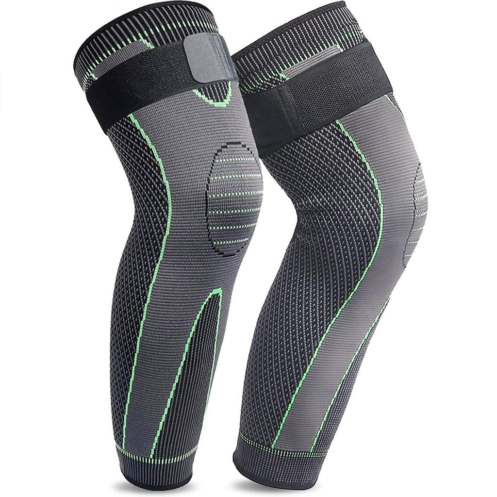 1 Pair Compression Leg Sleeves with Elastic straps for Men  Women  Extra Long Leg Braces Knee Sleeve for Basketball  Football  Knee Pain  Working