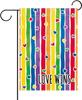 Pride Month Love Wins Rainbow Striped Decorative Garden Ag, LGBTQ Gay Lesbian Hearts Small Yard Outside Decorations, LGBT