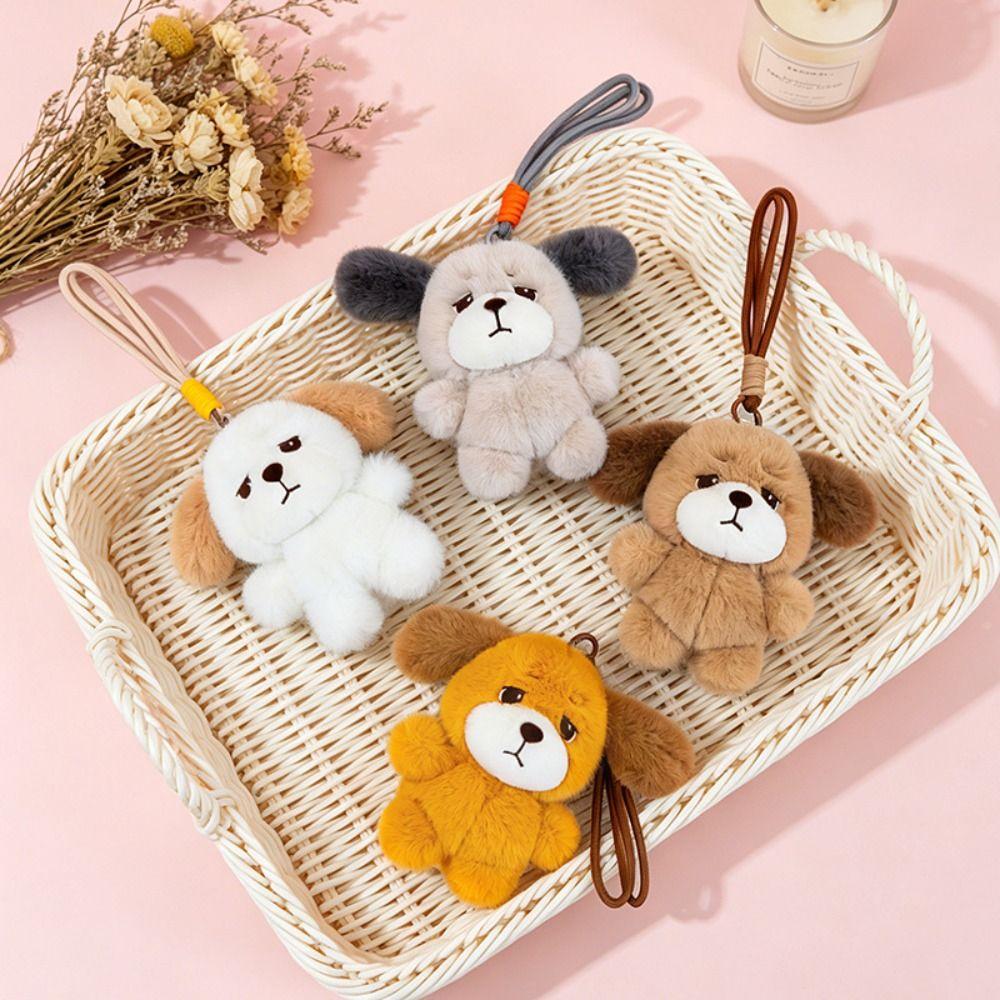 Animal Plush Puppy Pendant PP Cotton Puppy Doll Key Ring Puppy Plush Keychain Hanging Ornaments