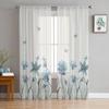 Abstract Purple Flower Chiffon Sheer Curtains for Living Room Bedroom Home Decoration Window Voile Tulle Curtain Drapes