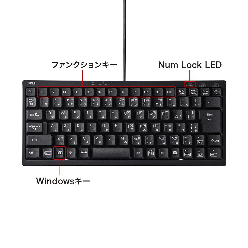 Sanwa Supply Компактная клавиатура с USB-концентратором, черная SKB-KG3UH3BK