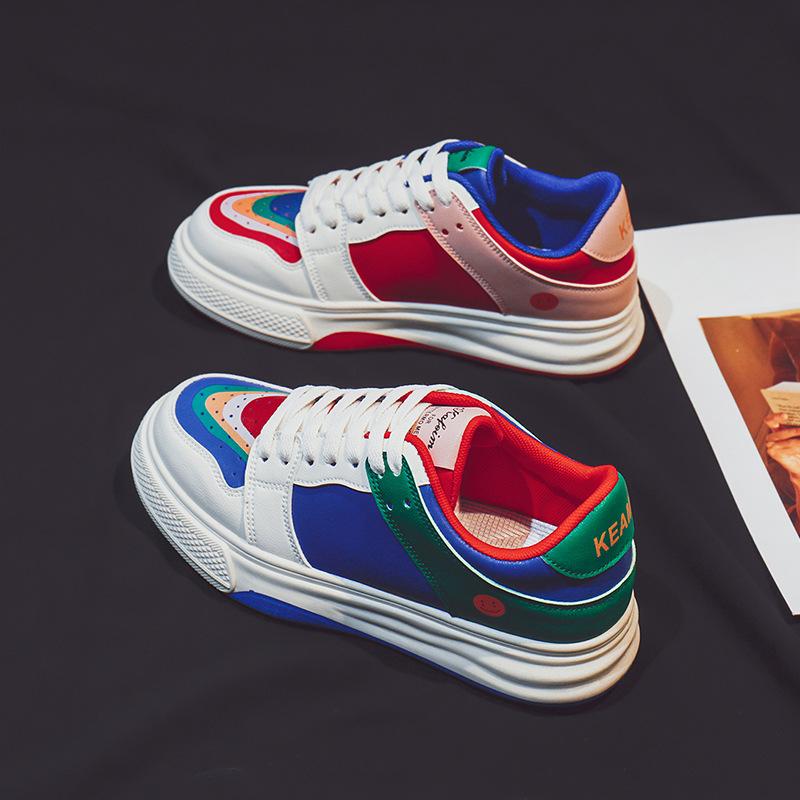 Ботинки Colorblock Board Shoes женские весна и осень новые универсальные дышащие красные и синие туфли на платформе белого цвета