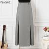 ZANZEA Women Elegant High Waist Casual Pleated Maxi Skirts Plus Size