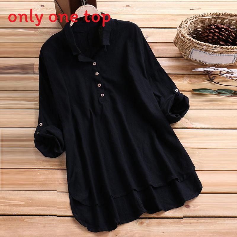 Cotton Linen Blouse With Pockets For Casual Office Wear