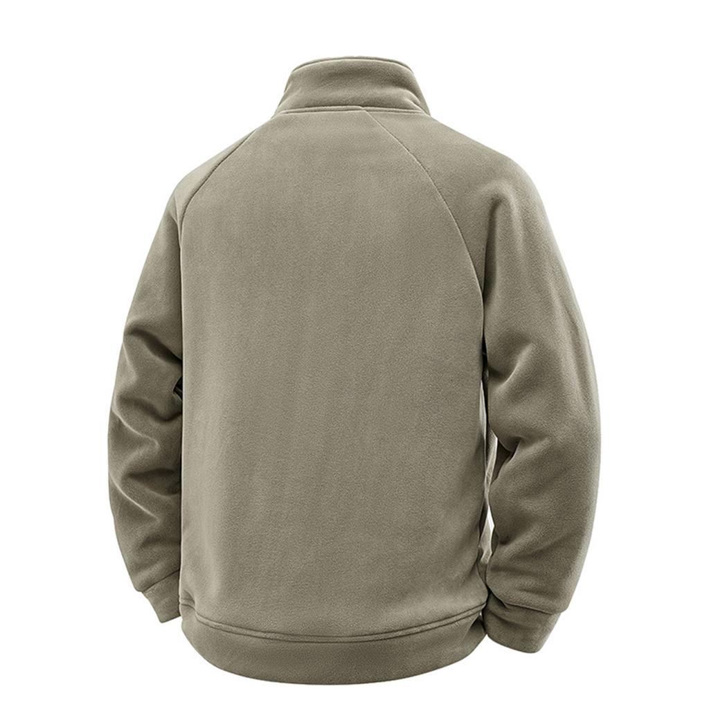 Men‘s Casual Outdoor Solid Color Skirt Zippered Fleece Jacket