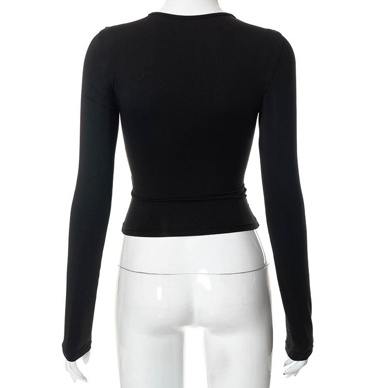 Y2K Sexy Street Spicy Girl с полым галстуком, облегающий короткий топ с футболкой с подкладкой