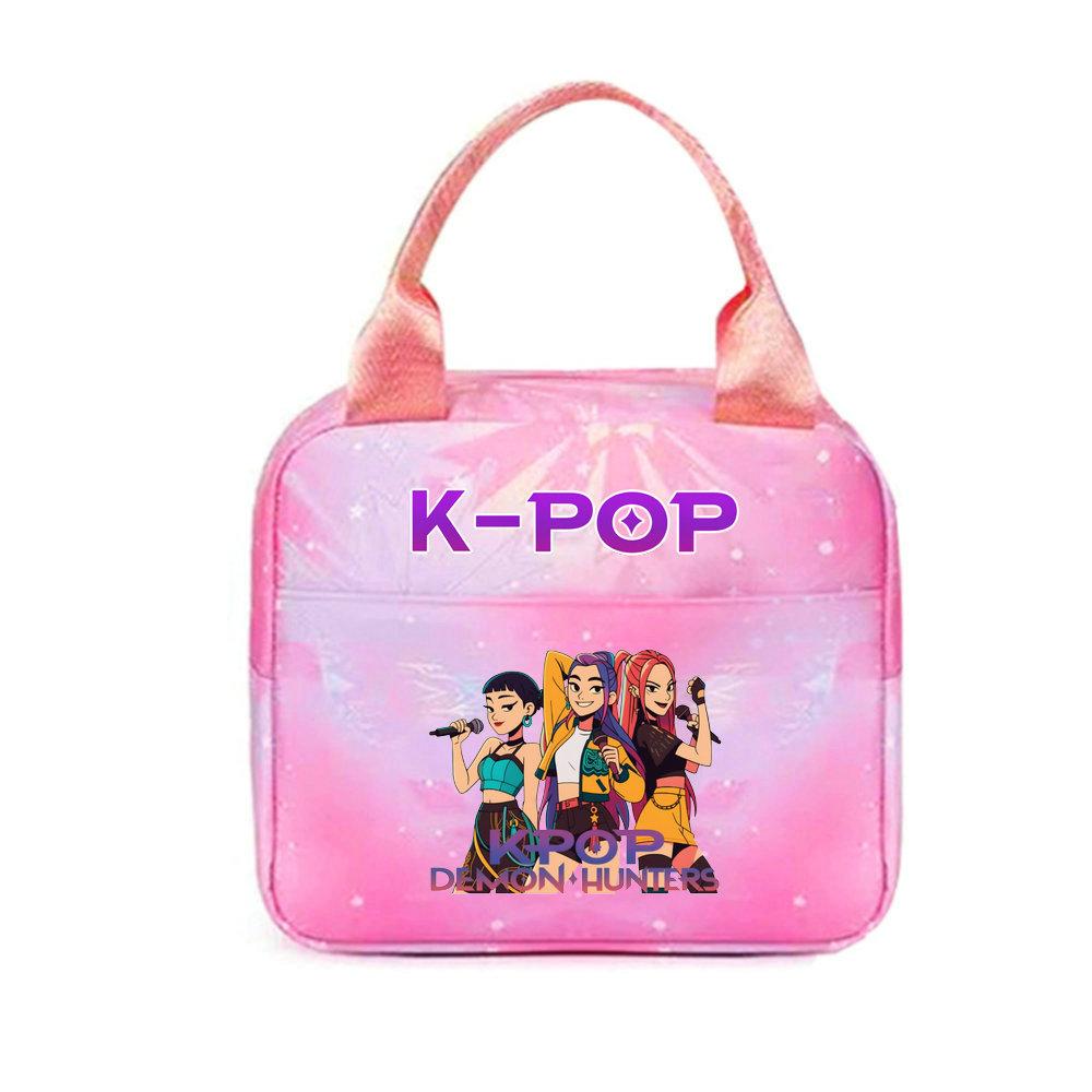 KPop Охотники на демонов Офисные работники С сумкой для обеда Портативная термосумка Большой емкости Сумка для обеда Наплечная сумка Двойного назначения