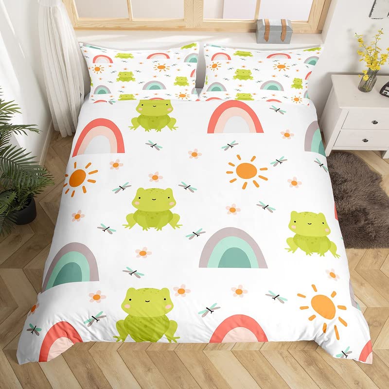 Cartoon Animal Rainbow Duvet Cover Queen Kawaii Elephant Bedding Set Kids Bedroom Decor Quilt Cover Polyester Comforter Cover