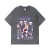 275 GSM Washed T-shirts 100% Cotton Jujutsu Kaisen V24 Gojo Print Unisex Heavy Cotton T Shirt