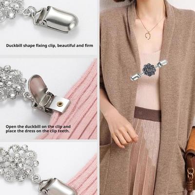 Ретро Свитер Кардиган Шаль Клипсы Застежки Булавки для одежды Винтажные Платья Клип Брошь Клип Зажимы для рубашки для Женщин Девушек Стразы