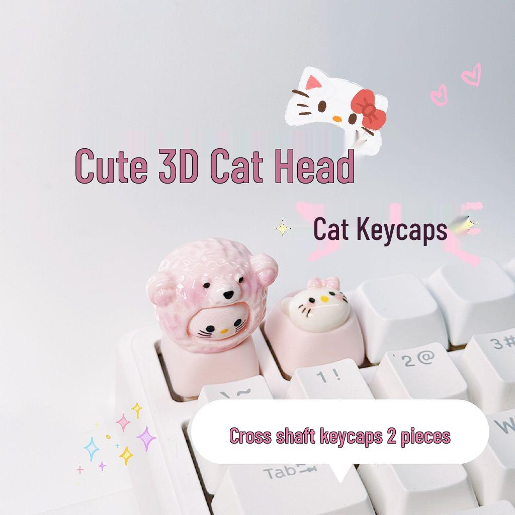 Индивидуальные 3D-колпачки для клавиш с котиком для механических клавиатур - Милый дизайн Moa для украшения рабочего стола