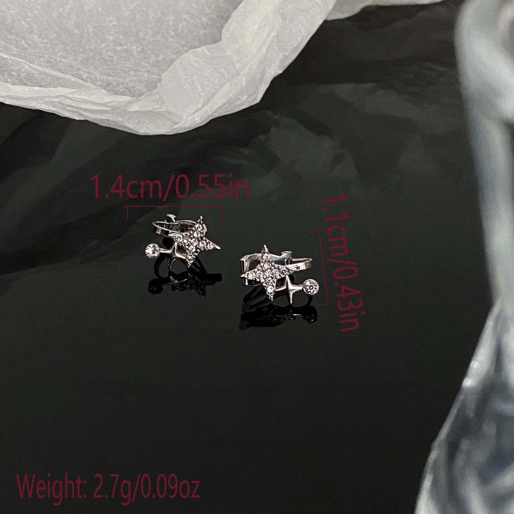 Модный серебряный крест со звездой и кристаллом циркония, женский геометрический зажим для ушей, ювелирное изделие в подарок без отверстий для ушей