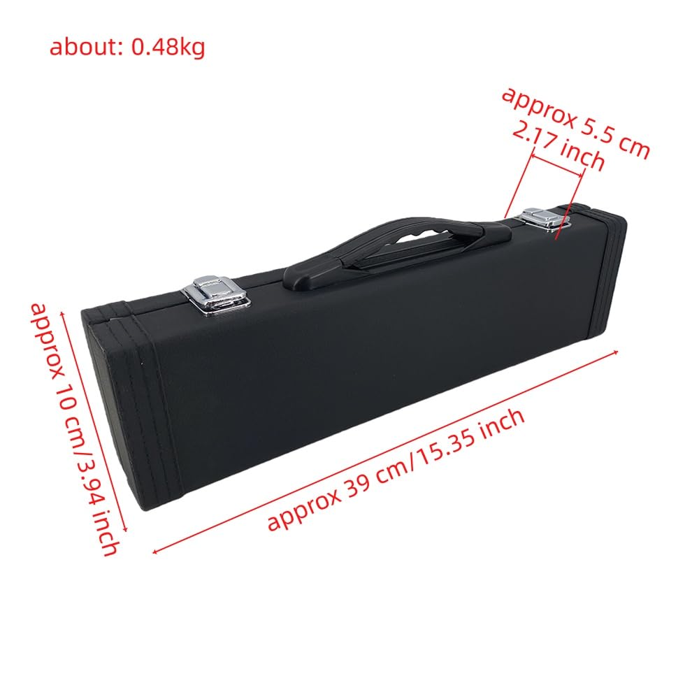 WUQIMUSC 16-Key Closed-Hole C Flute Beginner Student-Friendly Easy to Play Durable Design Carrying Case Cleaning Kit Gloves Included Black