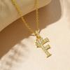 Gold-Plated Zircon Crown Letter Pendant Necklace - Women's Versatile Choker