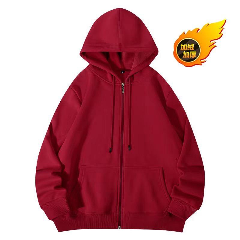 Unisex Hooded Zip-Up Sweatshirt Thick Fleece Lined Oversized Casual Pullover Men Women