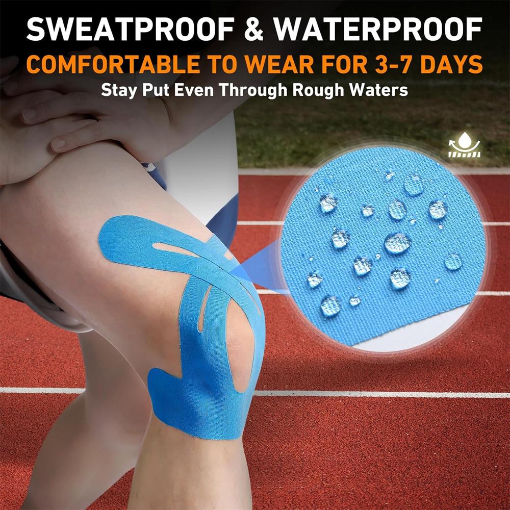 10 шт./набор кинезиологической ленты для коленей, водонепроницаемая и эластичная, дышащая лента, спортивная лента для стабилизации при беге, ходьбе, езде