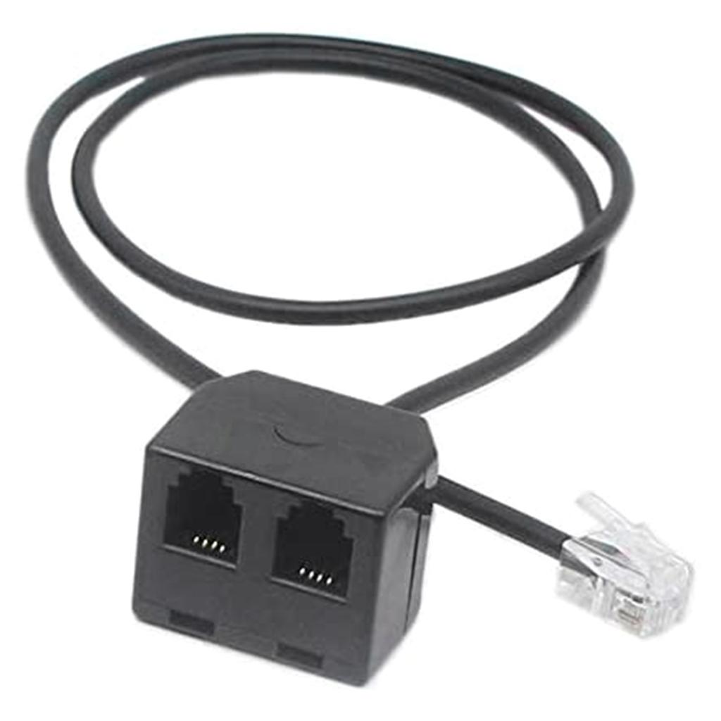 Telephone RJ9 Male to 2 Female 4P4C Connector Adapter Splitter Extension Cable