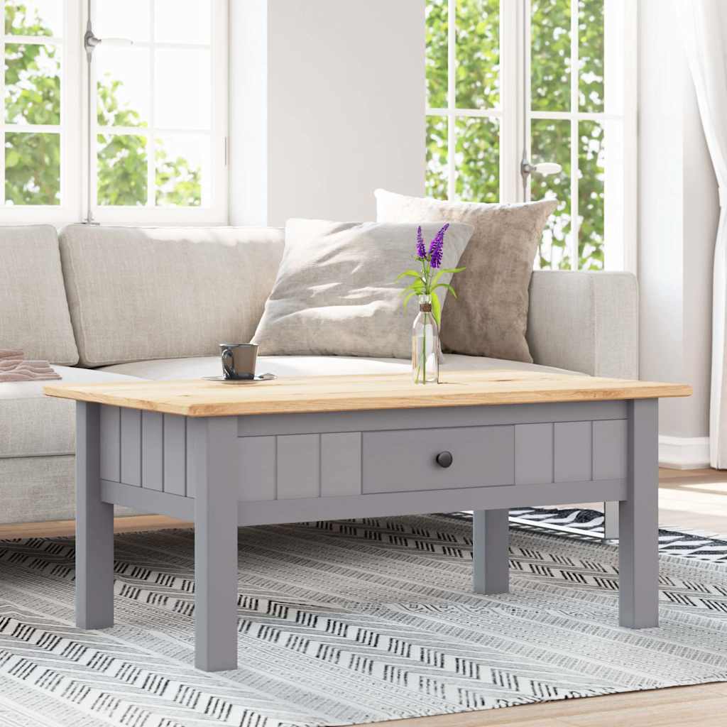 Coffee Table Gray 100 x 60 x 43.5 cm Solid Pine Wood from Panama