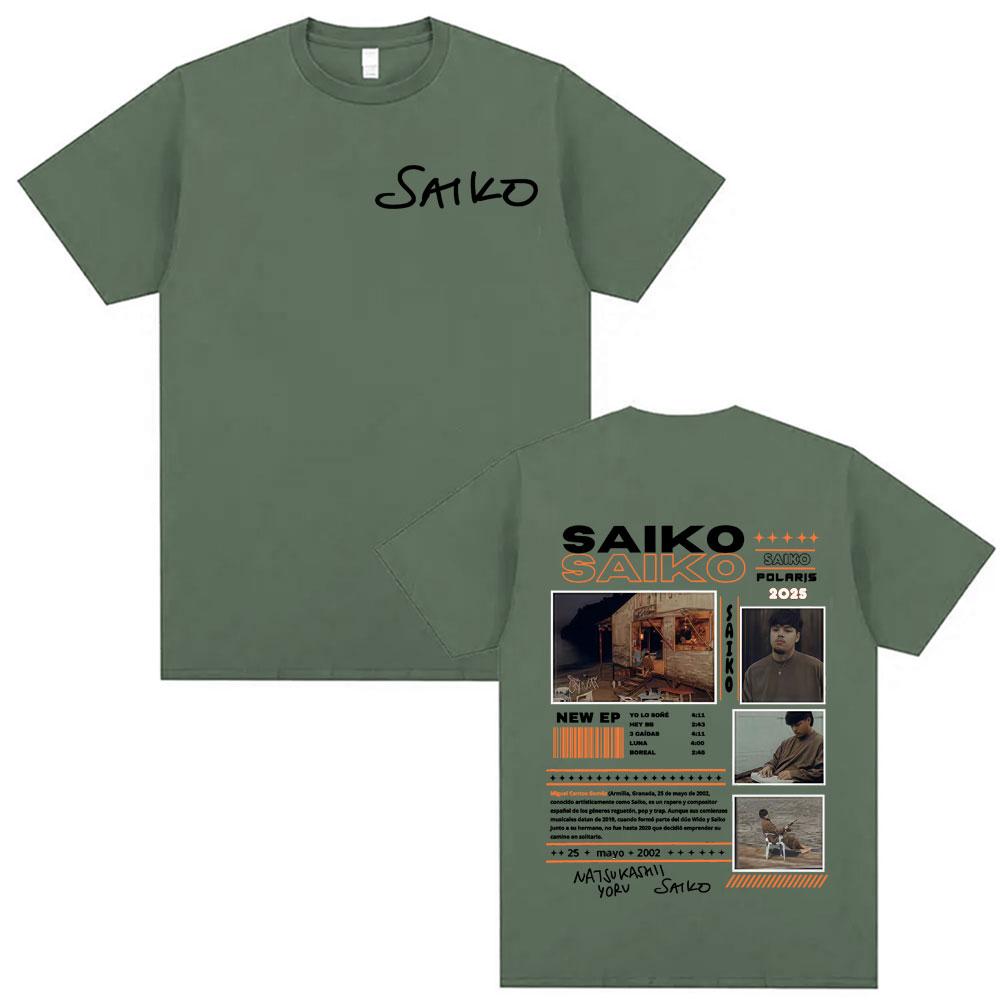 Rapper SAIKO POLARIS Album Tour 2025 Merch Tshirts Unisexs Clothing Oversized T Shirt Vintage Hip Hop Comfort Cotton Tshirt Tops