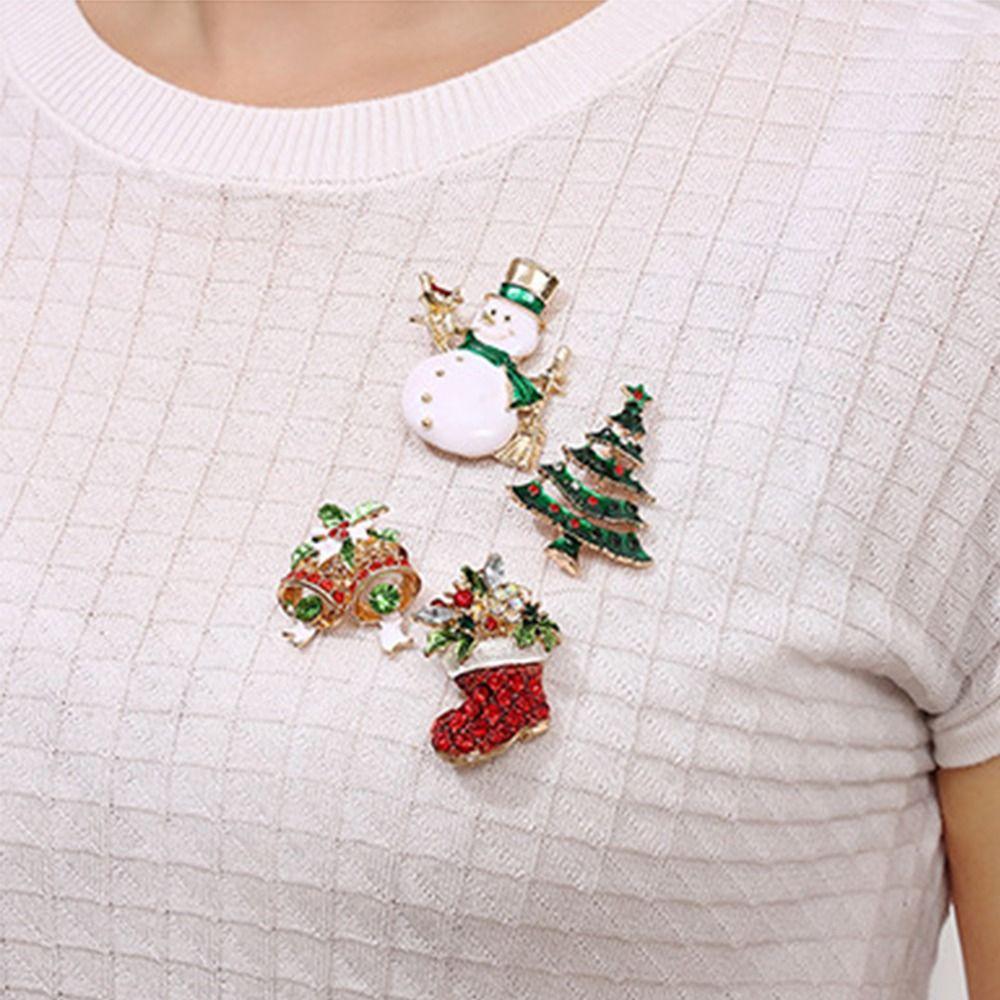 Clothes Accessories Enamel Rhinestone Brooches Korean Style Snowman Brooch Christmas Brooch Daily
