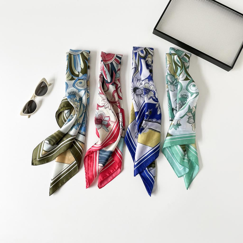 Muse Festival Gifts Silk Scarves Satin Imitation Silk Scarves Small Square Scarves Advanced Sunscreen Neck Thin Small Scarves Wholesale