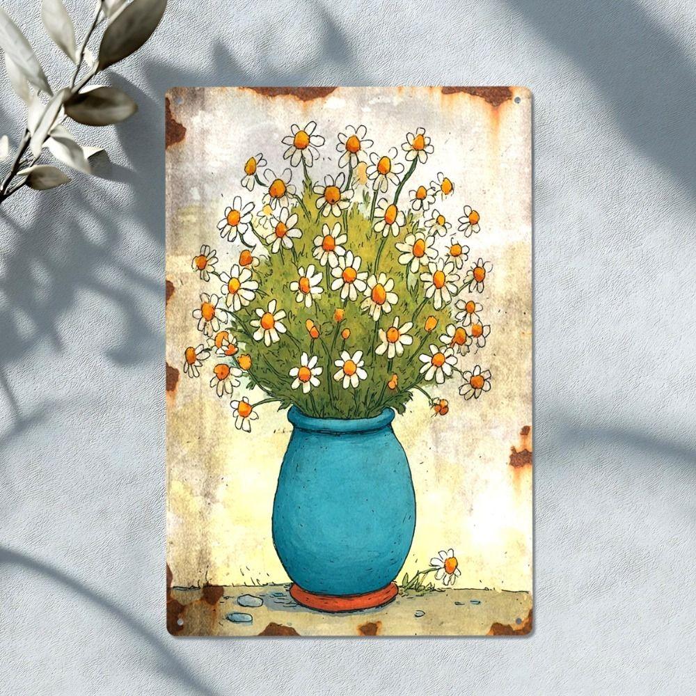 Vintage Metal Wall Poster – Floral Garden Decor, 20x30cm