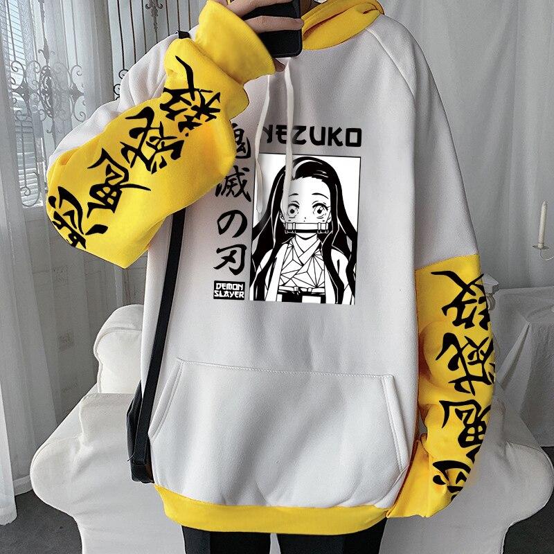 Аниме Demon Slayer Nezuko Kamado Манга толстовки с капюшоном женские Harajuku эстетичная зимняя Свободная толстовка с длинными рукавами для девочек