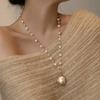 Натуральное жемчужное ожерелье Барокко для женщин, Длинная вязаная цепочка для свитера, Легкая роскошь и популярные нишевые длинные аксессуары