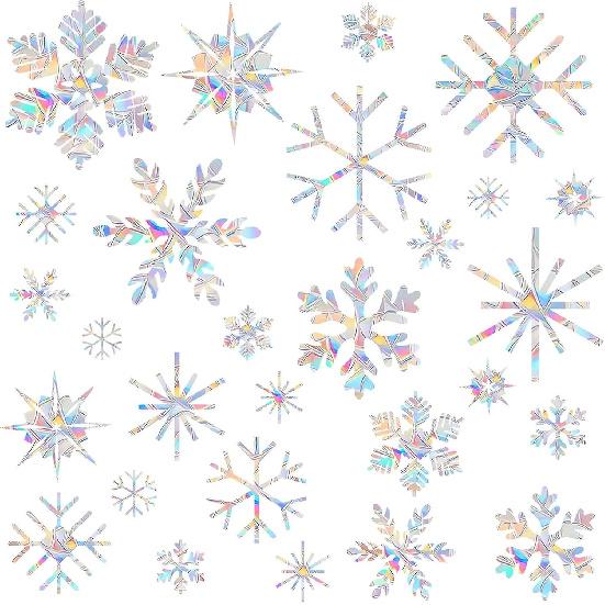 36PCS Circle Window Clings - Anti-Collision Window Decals to Save Birds from Window Collisions,Non Adhesive Prismatic Vinyl Window Clings, Rainbow